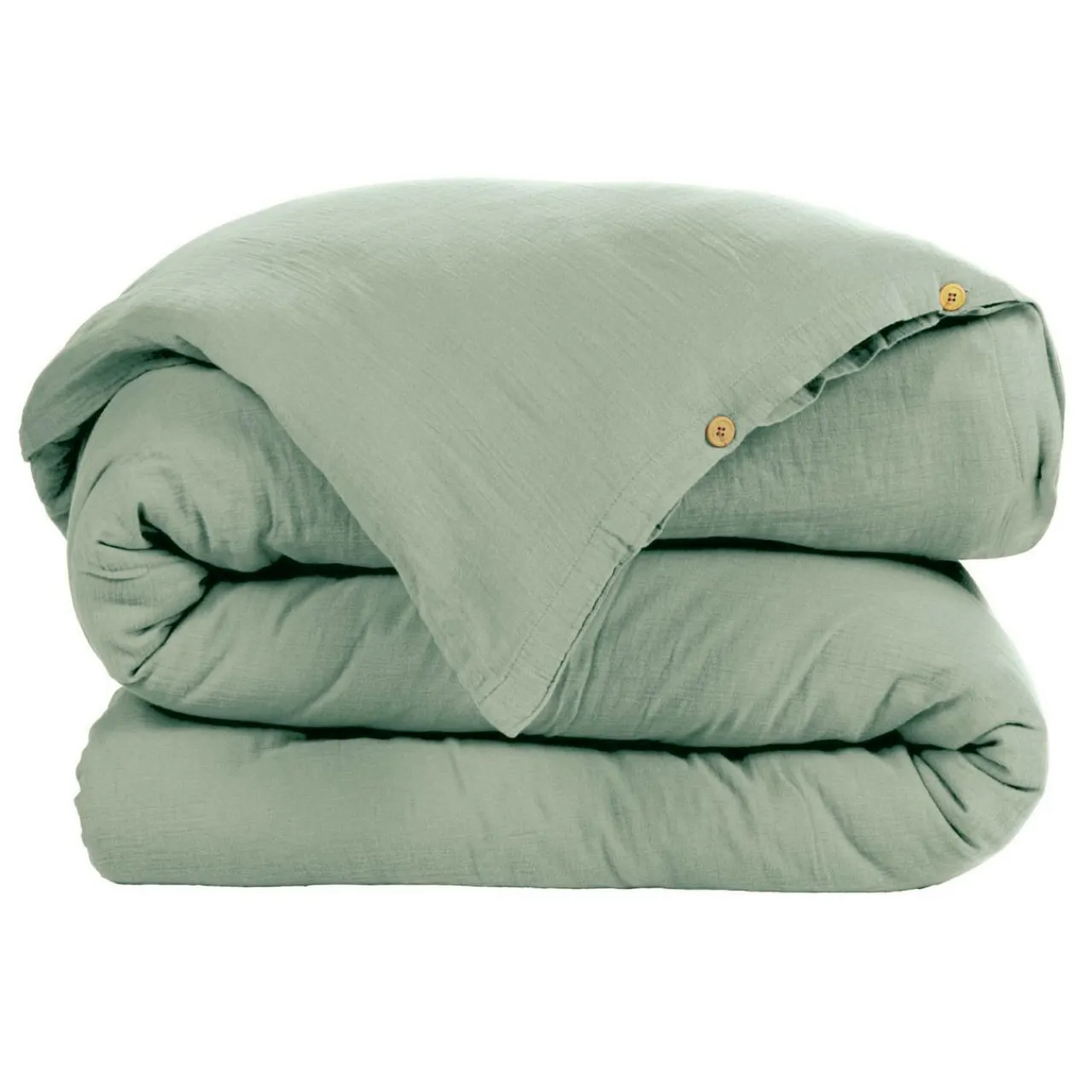 EMINZA Housse de couette gaze de coton (140 x 200 cm) Gaïa Vert Eucalyptus Sale