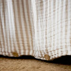 EMINZA Housse de couette gaze de coton (280 x 240 cm) Gaïa rayures Ficelle Rayure Ficelle Sale