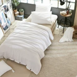 EMINZA Housse de couette gaze de coton (140 x 200 cm) Gaïa chantilly Blanc