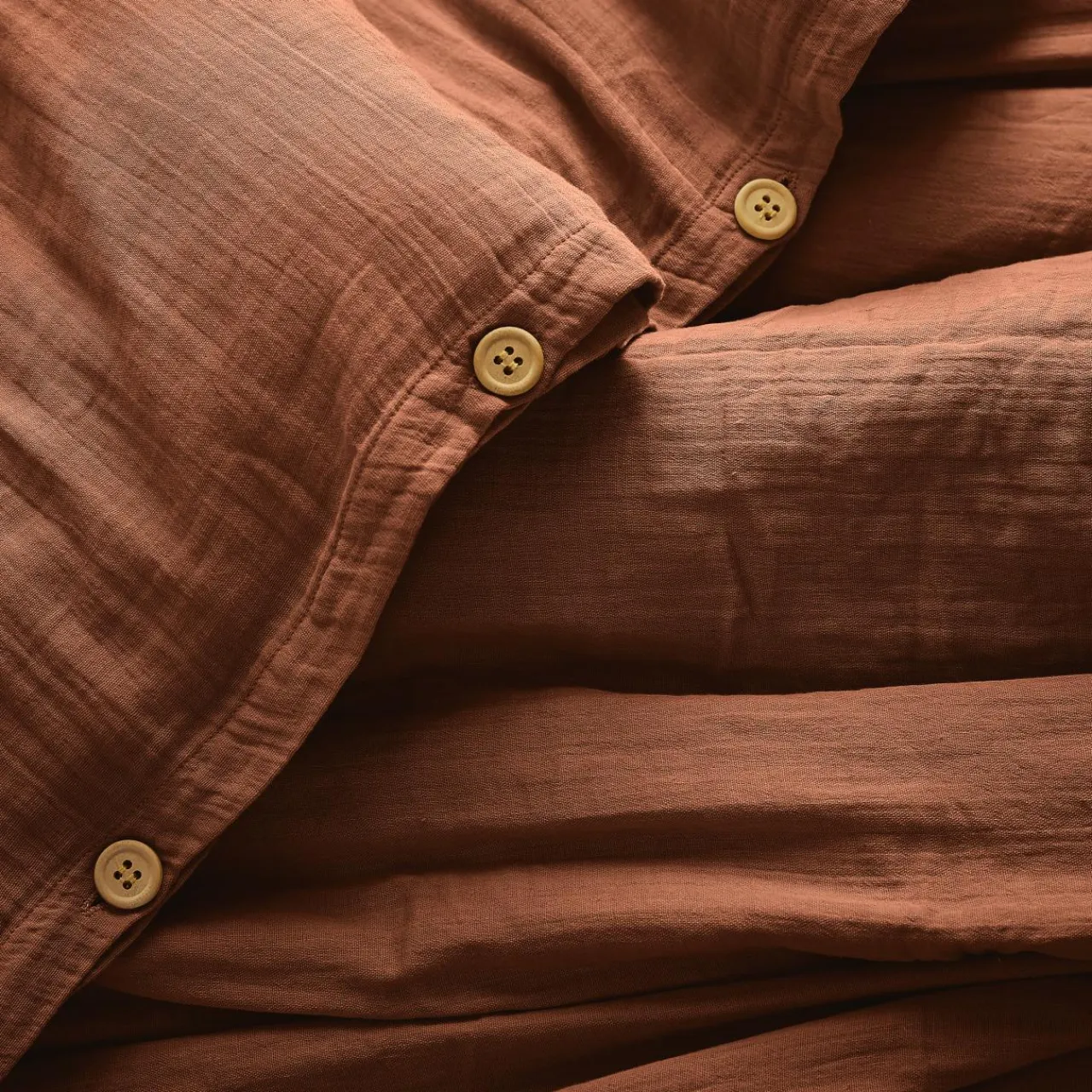 EMINZA Housse de couette gaze de coton (240 x 220 cm) Gaïa Terracotta Hot