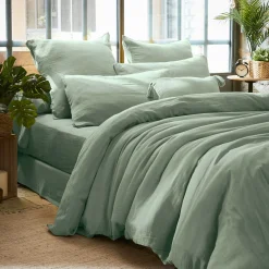 EMINZA Housse de couette gaze de coton (260 x 240 cm) Gaïa Vert Eucalyptus Online