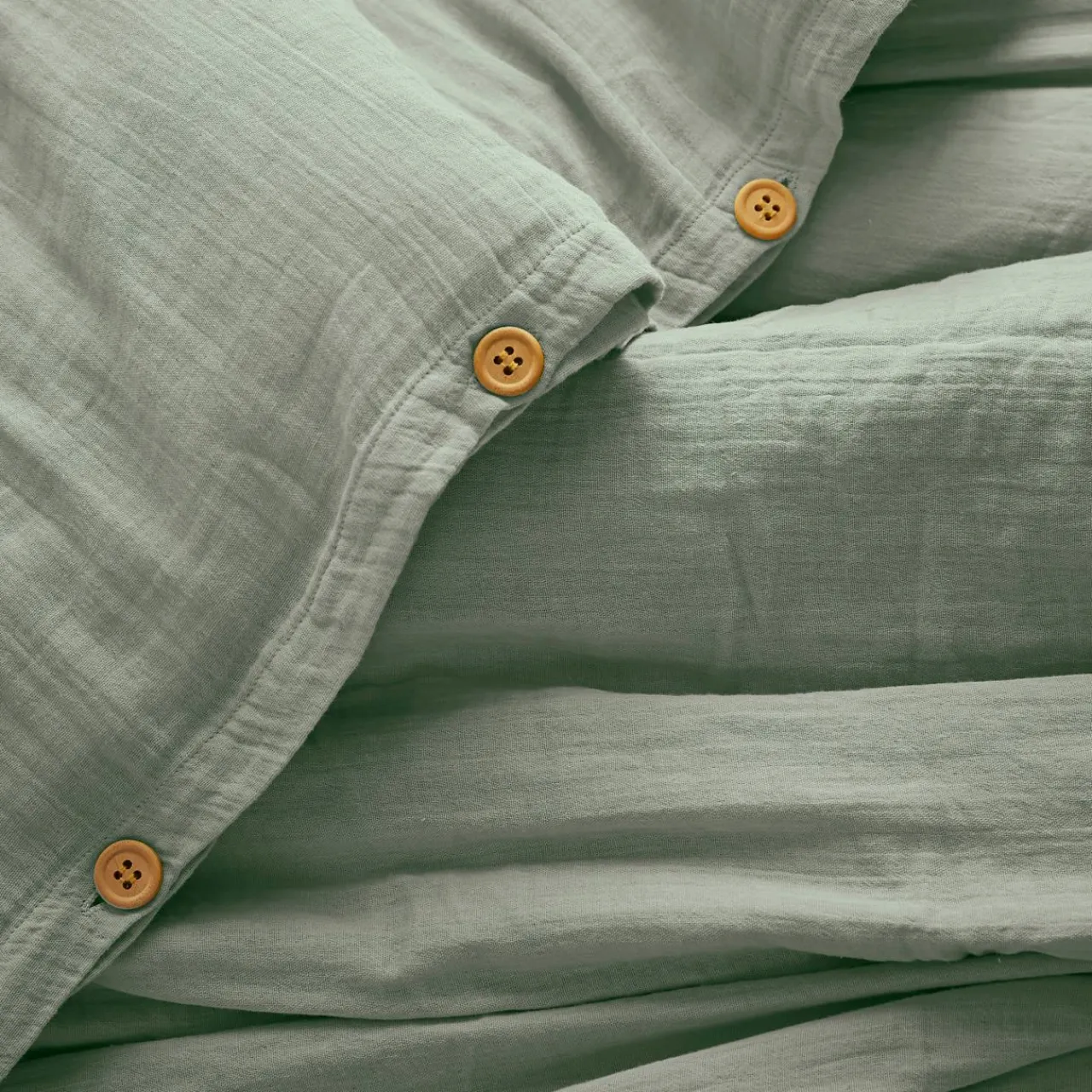 EMINZA Housse de couette gaze de coton (260 x 240 cm) Gaïa Vert Eucalyptus Online