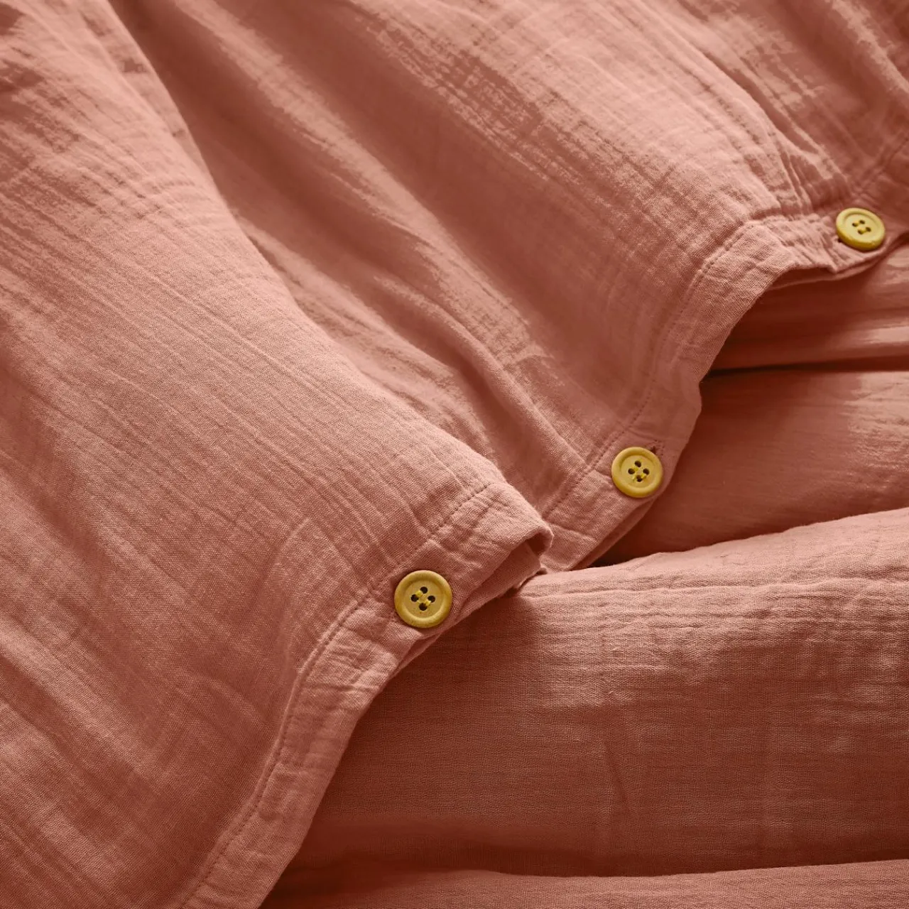 EMINZA Housse de couette gaze de coton (200 x 200 cm) Gaïa Rose Pêche Outlet