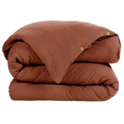 EMINZA Housse de couette gaze de coton (260 x 240 cm) Gaïa Terracotta Hot