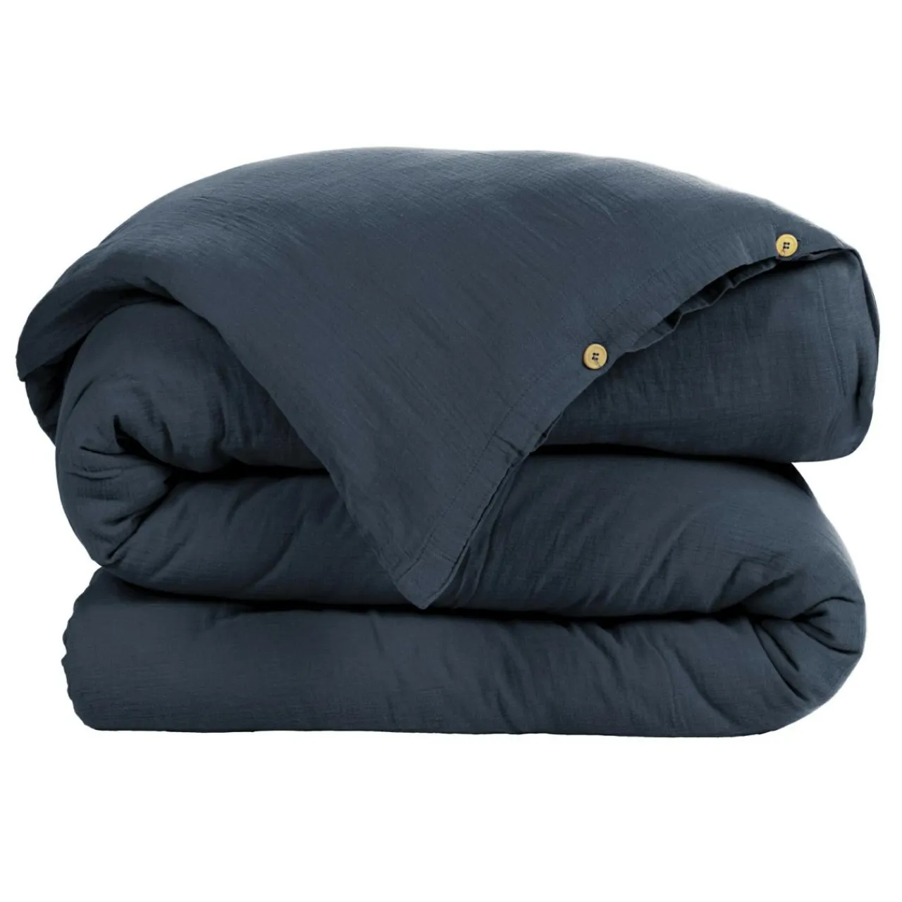 EMINZA Housse de couette gaze de coton (240 x 220 cm) Gaïa Bleu nuit Discount