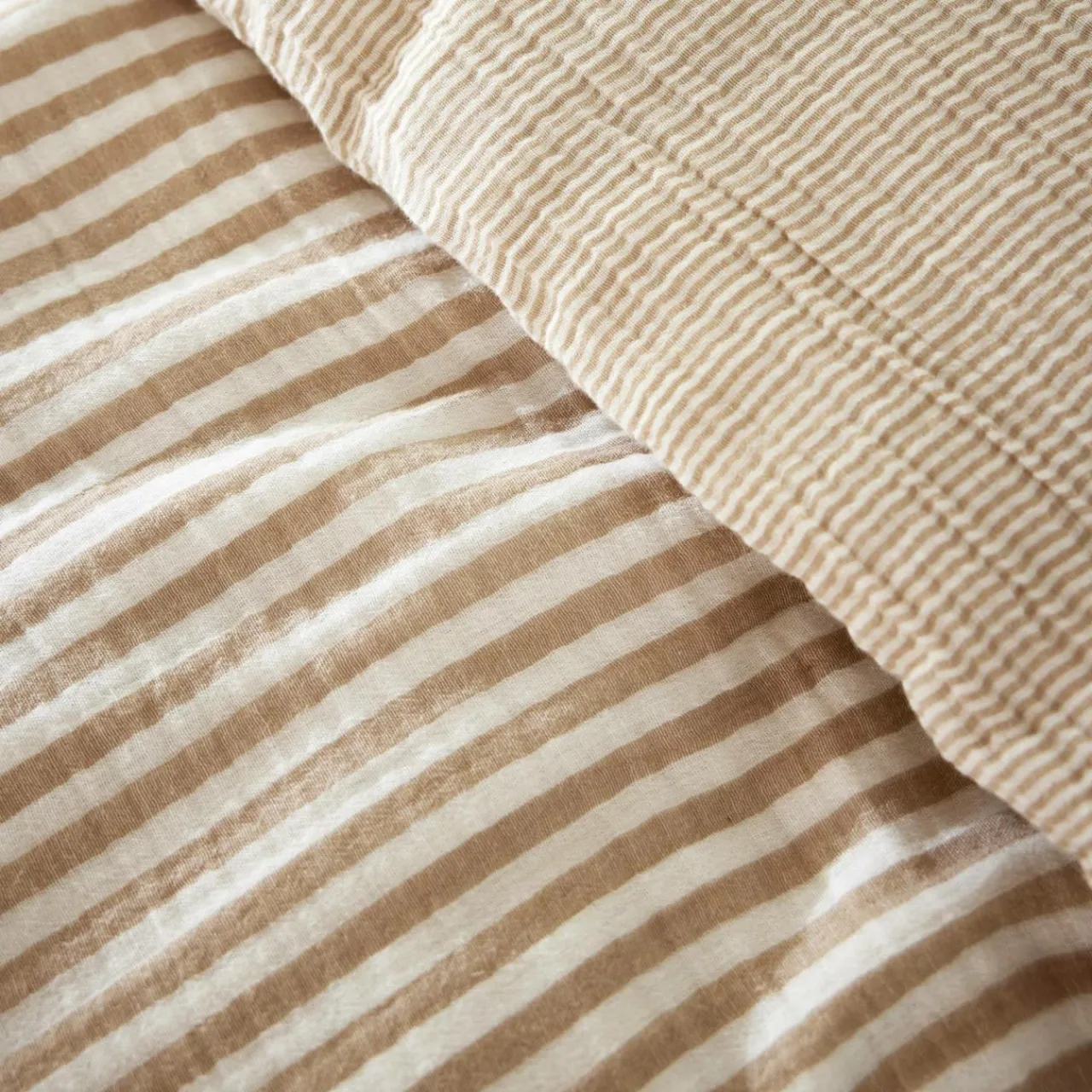 EMINZA Housse de couette gaze de coton (240 x 220 cm) Gaïa rayures Ficelle Rayure Ficelle Discount