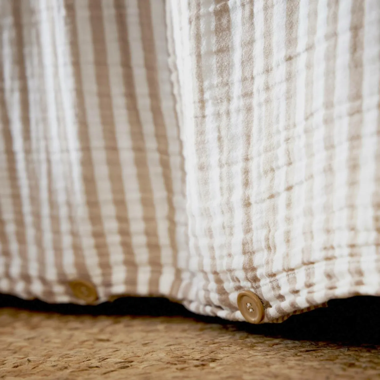 EMINZA Housse de couette gaze de coton (240 x 220 cm) Gaïa rayures Ficelle Rayure Ficelle Discount