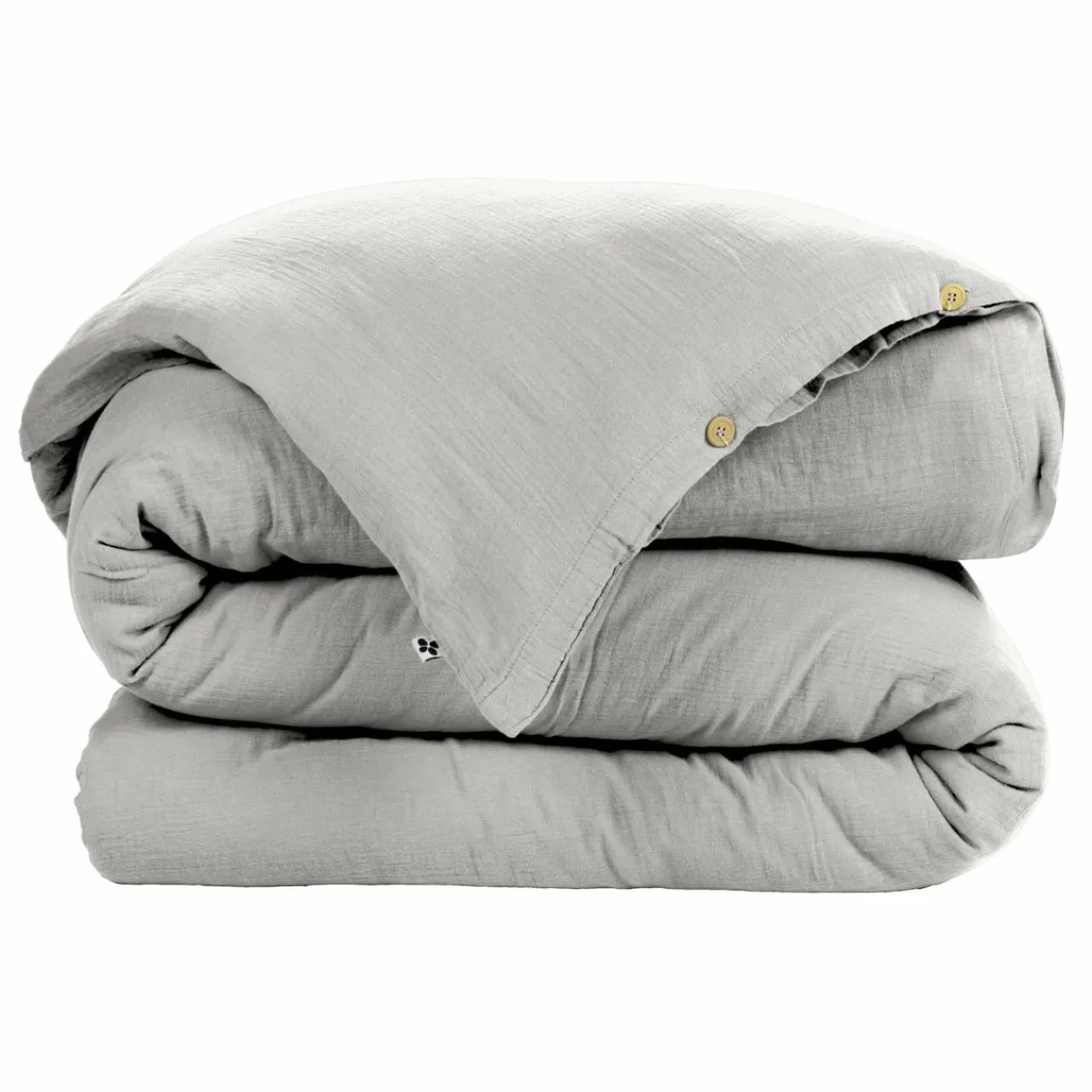 EMINZA Housse de couette gaze de coton (260 x 240 cm) Gaïa Gris nuage Gris clair Sale