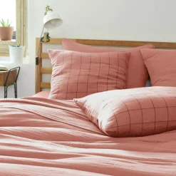 EMINZA Housse de couette gaze de coton (240 x 220 cm) Gaïa Match Rose Pêche Online