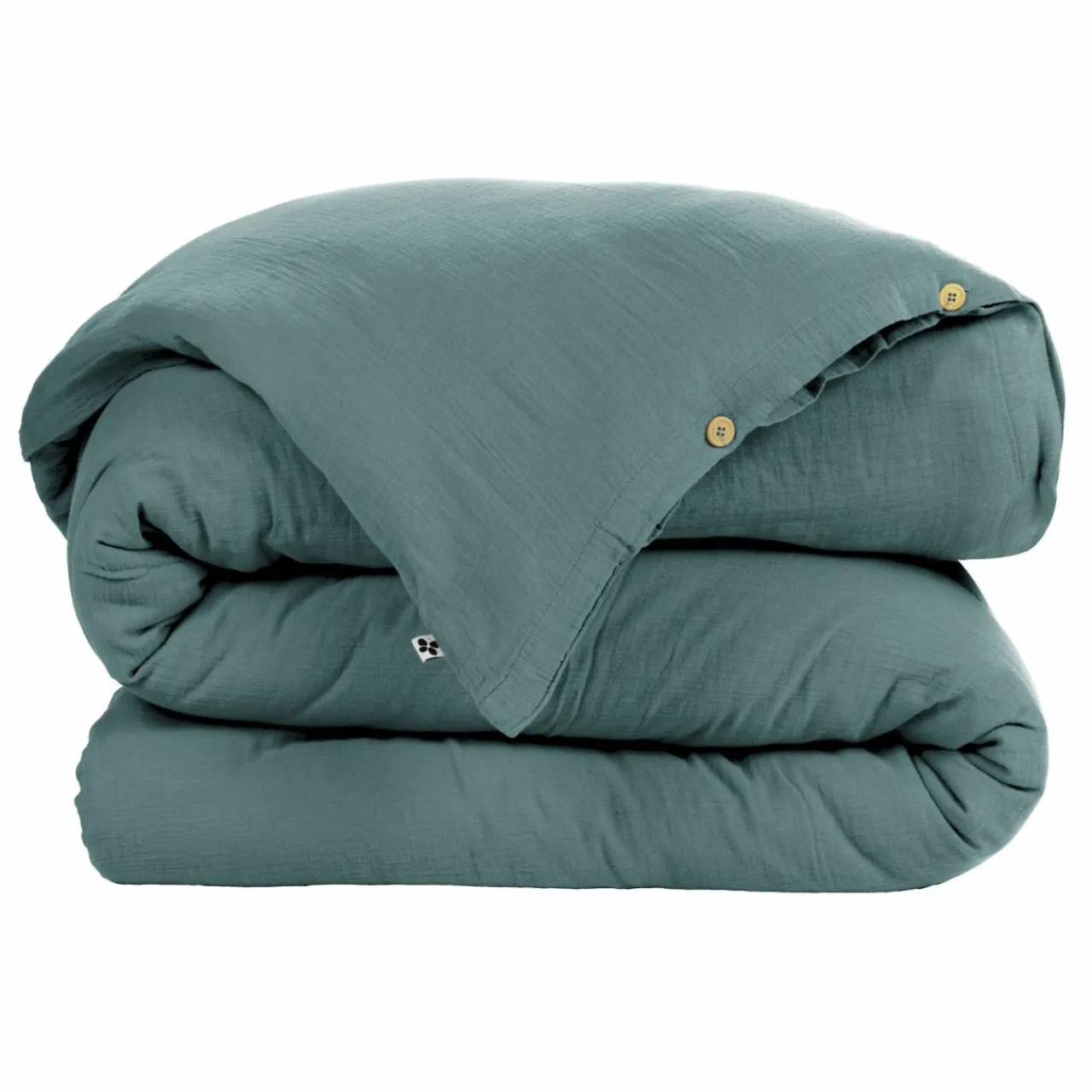 EMINZA Housse de couette gaze de coton (260 x 240 cm) Gaïa Bleu canard
