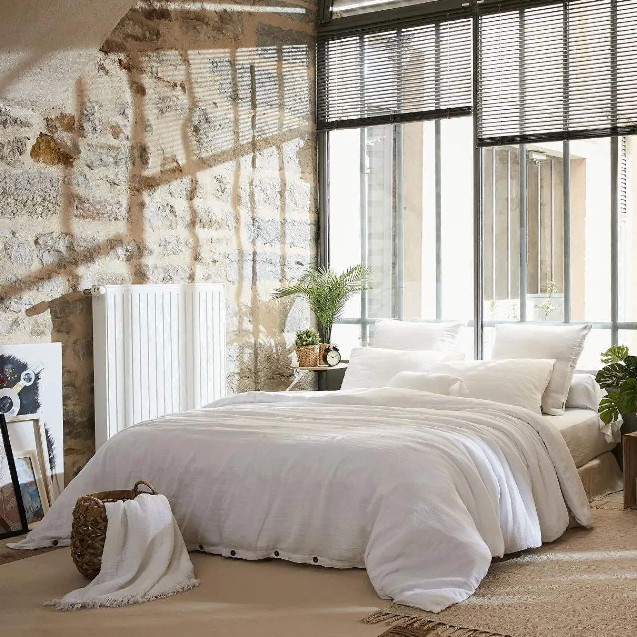EMINZA Housse de couette gaze de coton (260 x 240 cm) Gaïa chantilly Blanc Online