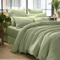 EMINZA Housse de couette gaze de coton (240 x 220 cm) Gaïa Vert tilleul