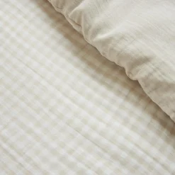 EMINZA Housse de couette gaze de coton (260 x 240 cm) Gaïa vichy Beige Outlet