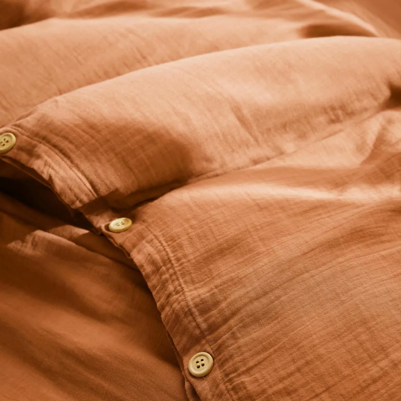 EMINZA Housse de couette gaze de coton (260 x 240 cm) Gaïa Abricot
