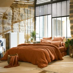 EMINZA Housse de couette gaze de coton (260 x 240 cm) Gaïa Abricot