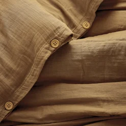 EMINZA Housse de couette gaze de coton (260 x 240 cm) Gaïa Camel Clearance