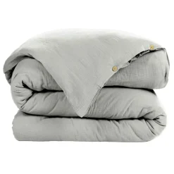 EMINZA Housse de couette gaze de coton (240 x 220 cm) Gaïa Gris nuage Gris clair