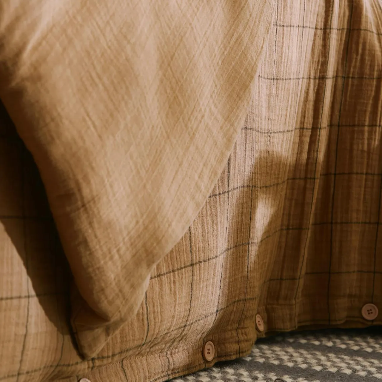 EMINZA Housse de couette gaze de coton (260 x 240 cm) Gaïa Match Camel