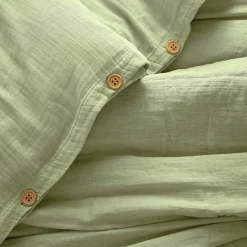 EMINZA Housse de couette gaze de coton (260 x 240 cm) Gaïa Vert tilleul New