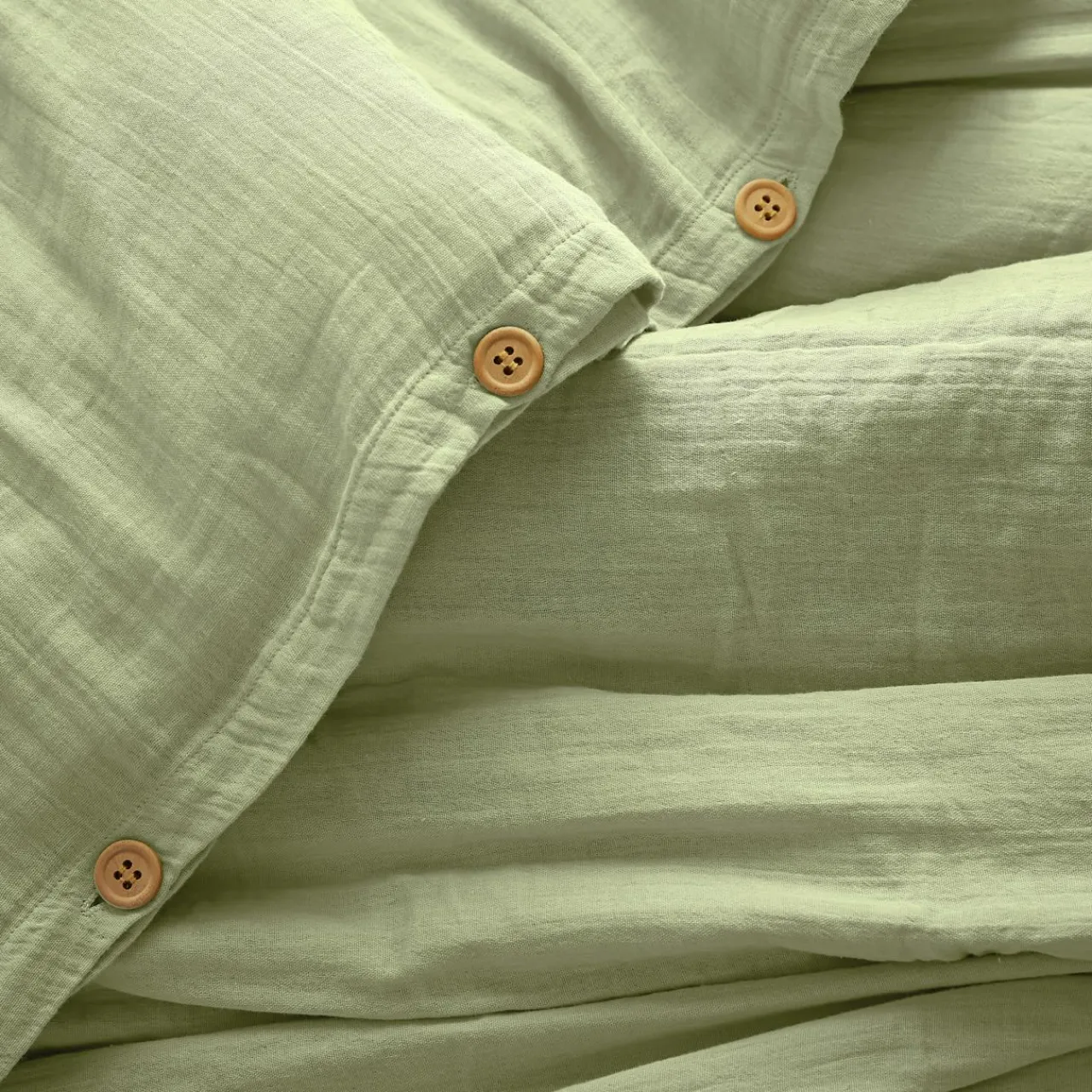 EMINZA Housse de couette gaze de coton (260 x 240 cm) Gaïa Vert tilleul New