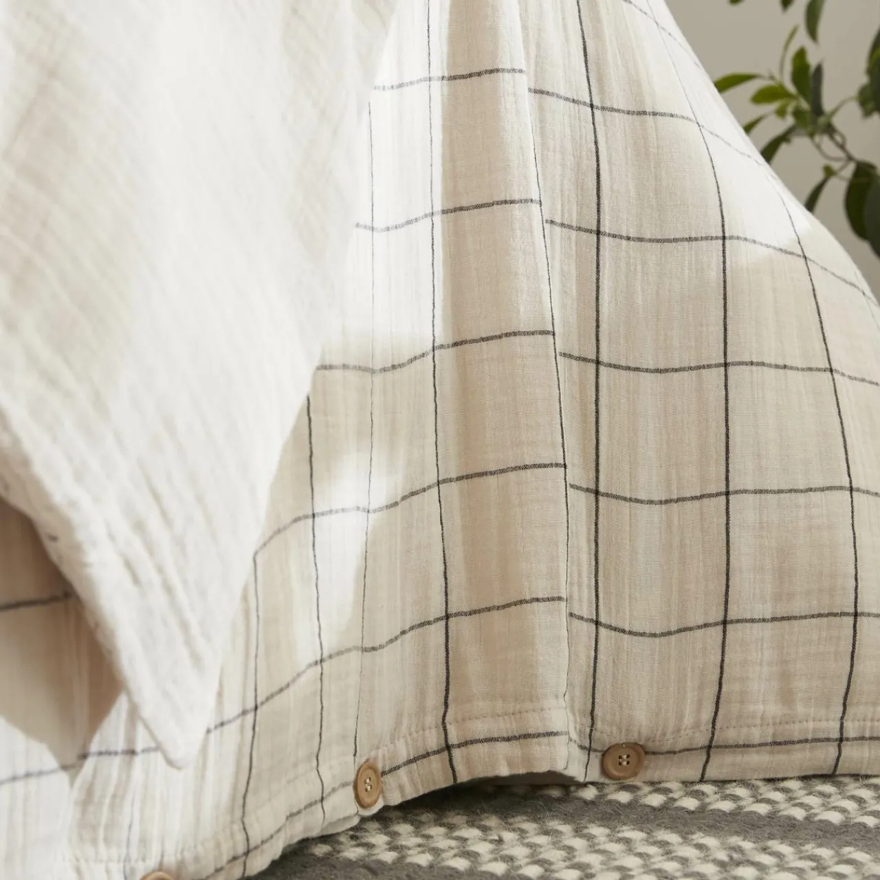 EMINZA Housse de couette gaze de coton (200 x 200 cm) Gaïa Match pampa Beige Best