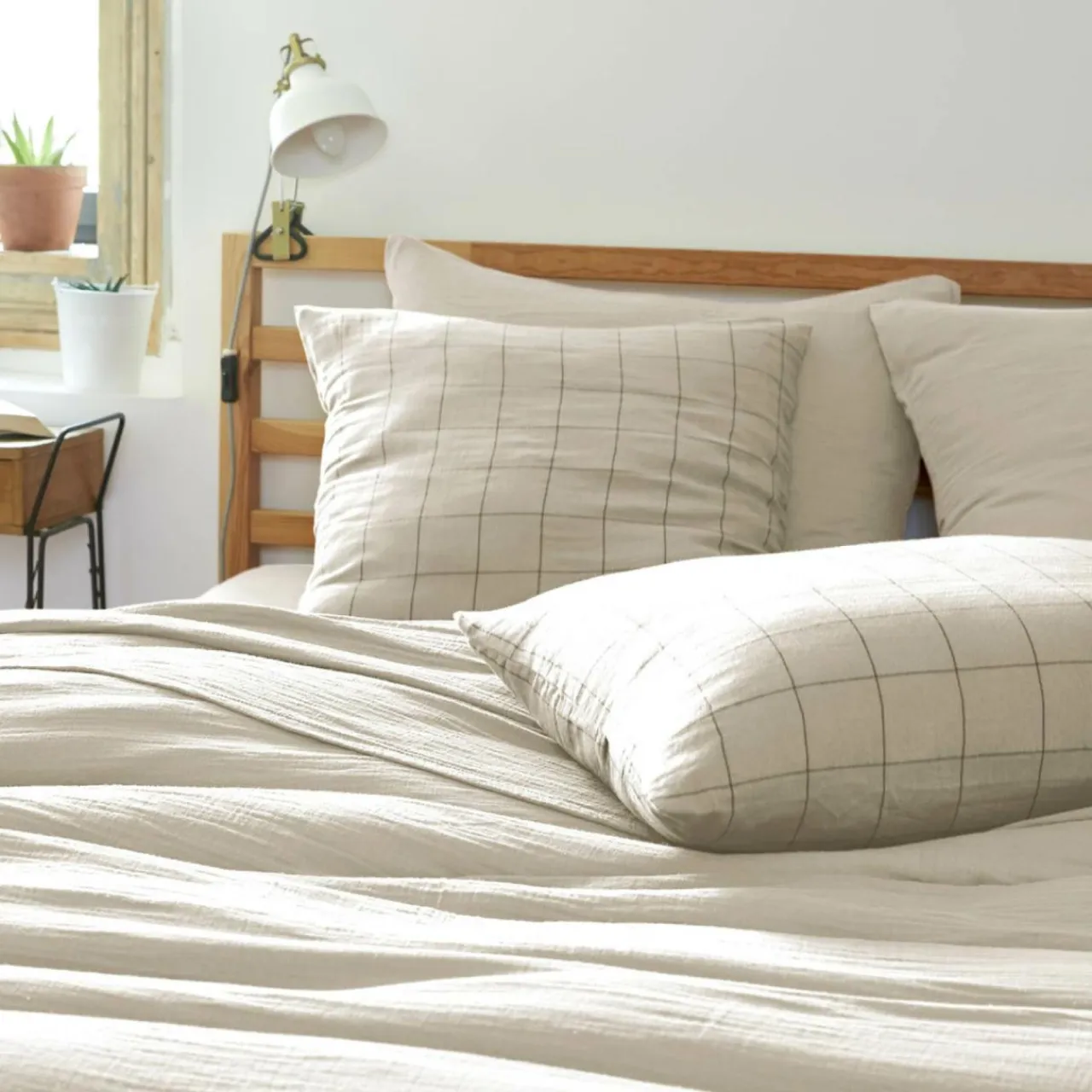 EMINZA Housse de couette gaze de coton (200 x 200 cm) Gaïa Match pampa Beige Best