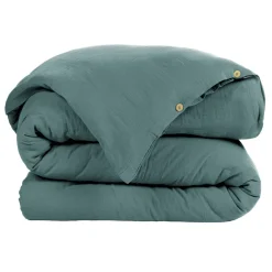 EMINZA Housse de couette gaze de coton (140 x 200 cm) Gaïa Bleu canard Outlet