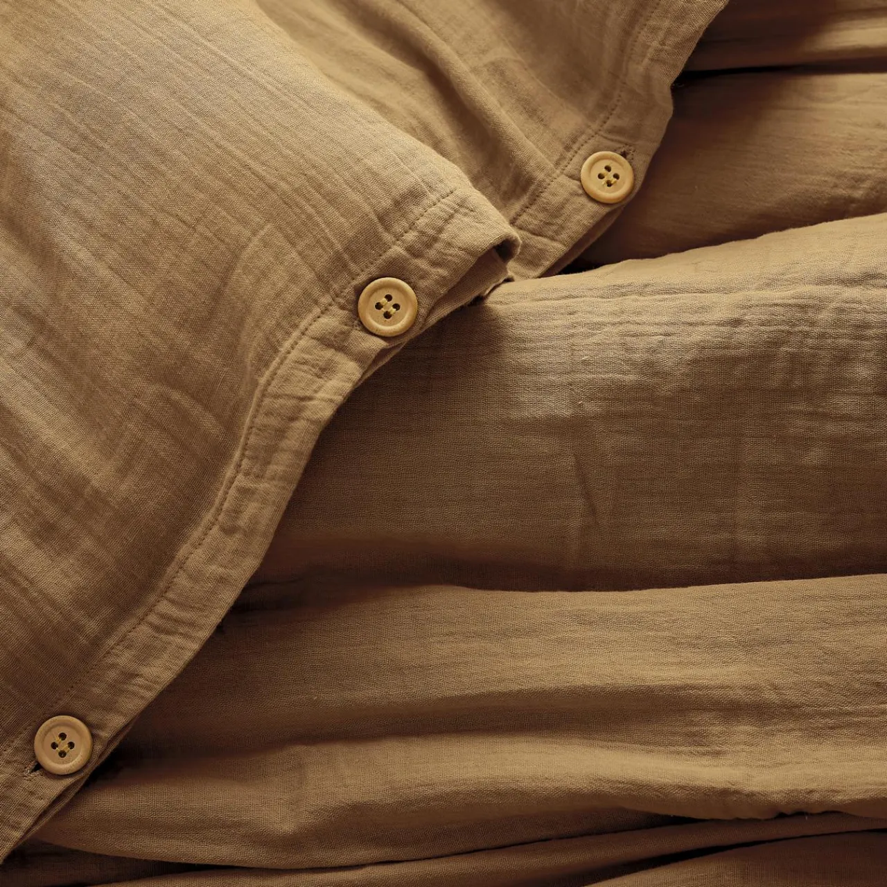 EMINZA Housse de couette gaze de coton (200 x 200 cm) Gaïa Camel Outlet