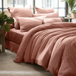 EMINZA Housse de couette gaze de coton (260 x 240 cm) Gaïa Rose Pêche Best