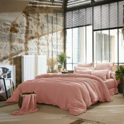 EMINZA Housse de couette gaze de coton (260 x 240 cm) Gaïa Rose Pêche Best