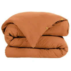 EMINZA Housse de couette gaze de coton (140 x 200 cm) Gaïa Abricot Discount