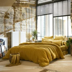 EMINZA Housse de couette gaze de coton (280 x 240 cm) Gaïa Jaune safran Outlet