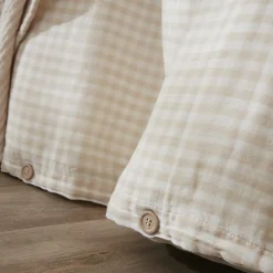EMINZA Housse de couette gaze de coton (200 x 200 cm) Gaïa vichy Beige