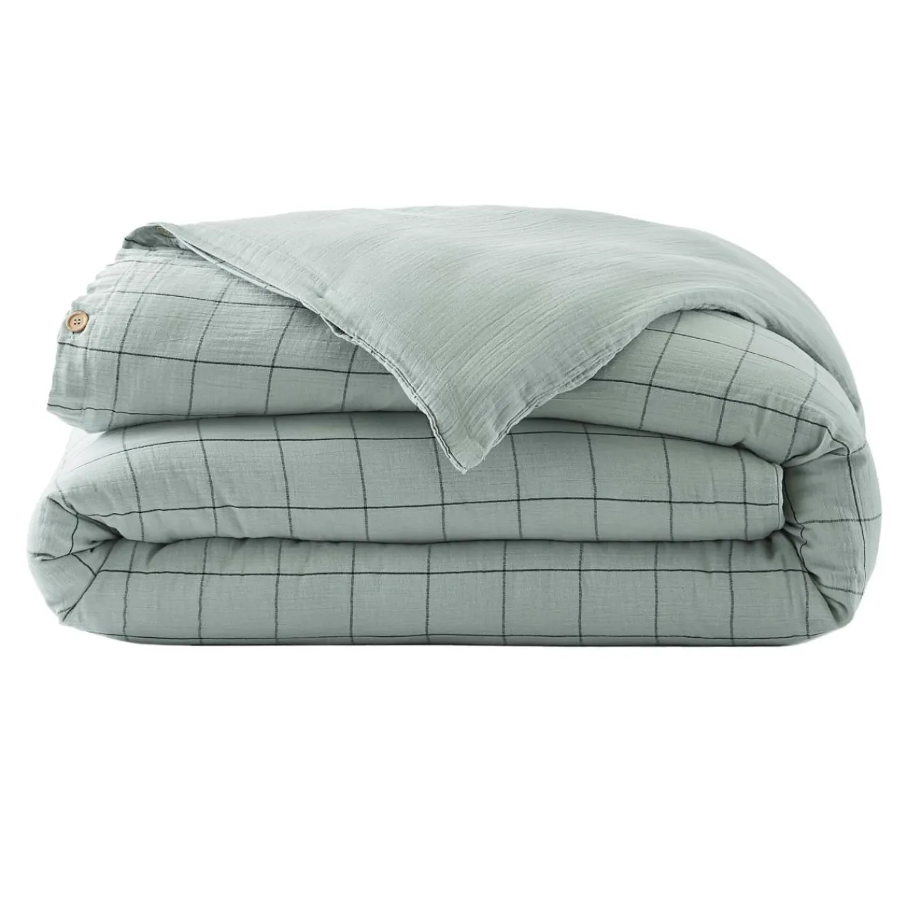 EMINZA Housse de couette gaze de coton (260 x 240 cm) Gaïa Match Vert Eucalyptus Discount