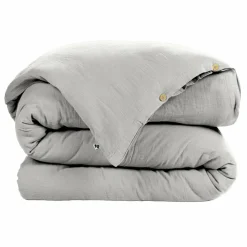 EMINZA Housse de couette gaze de coton (200 x 200 cm) Gaïa Gris nuage Gris clair