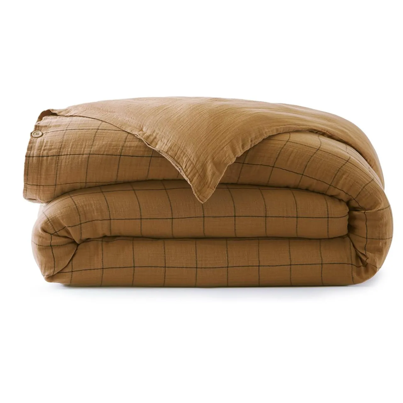 EMINZA Housse de couette gaze de coton (200 x 200 cm) Gaïa Match Camel