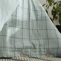EMINZA Housse de couette gaze de coton (200 x 200 cm) Gaïa Match Vert Eucalyptus Outlet