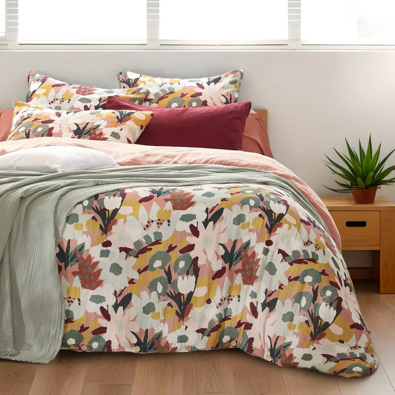 EMINZA Housse de couette gaze de coton (140 x 200 cm) Azel Multicolore New