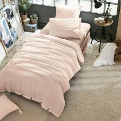 EMINZA Housse de couette gaze de coton (140 x 200 cm) Gaïa Rose poudré New