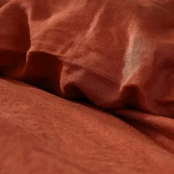 EMINZA Housse de couette lin lavé (260 x 240 cm) Louise Terracotta Discount