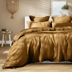 EMINZA Housse de couette lin lavé (240 x 220 cm) Louise Caramel Clearance