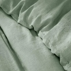 EMINZA Housse de couette lin lavé (240 x 220 cm) Louise Vert Eucalyptus Best