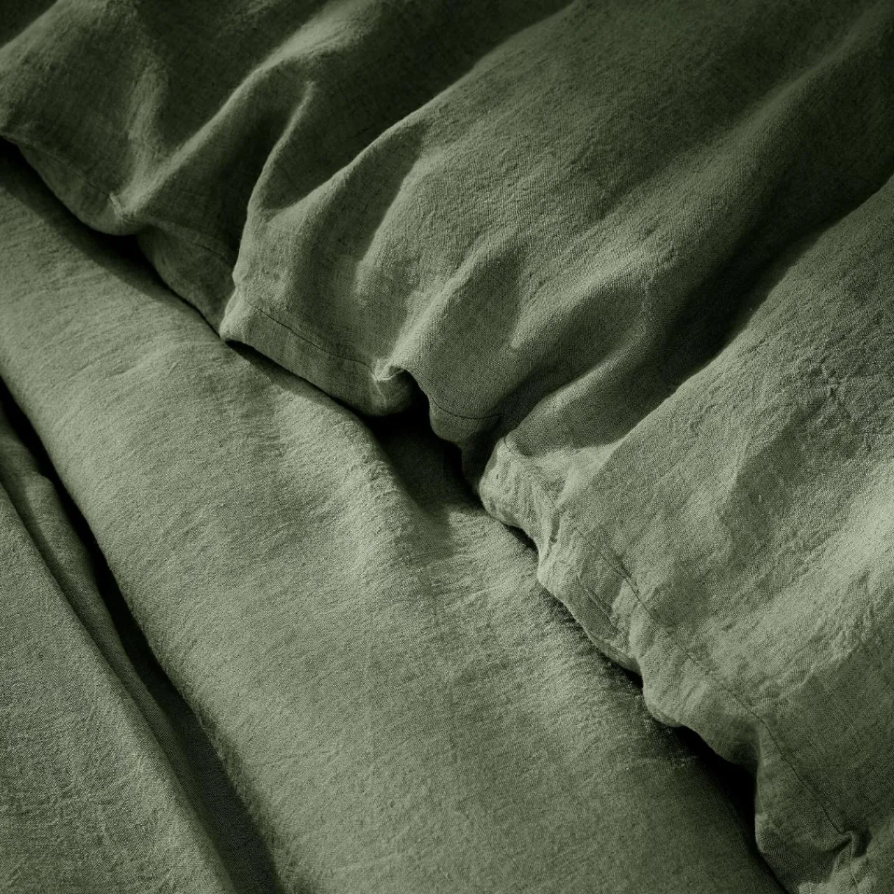 EMINZA Housse de couette lin lavé (260 x 240 cm) Louise Vert romarin Online