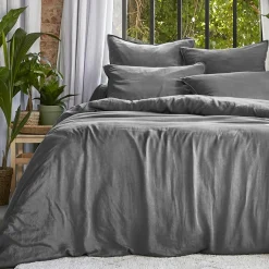 EMINZA Housse de couette lyocell Tencel™ lavé (280 x 240 cm) Olivia granit Gris Sale