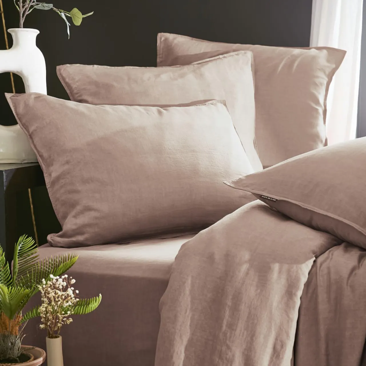 EMINZA Housse de couette lyocell Tencel™ lavé (280 x 240 cm) Olivia blush Rose Discount