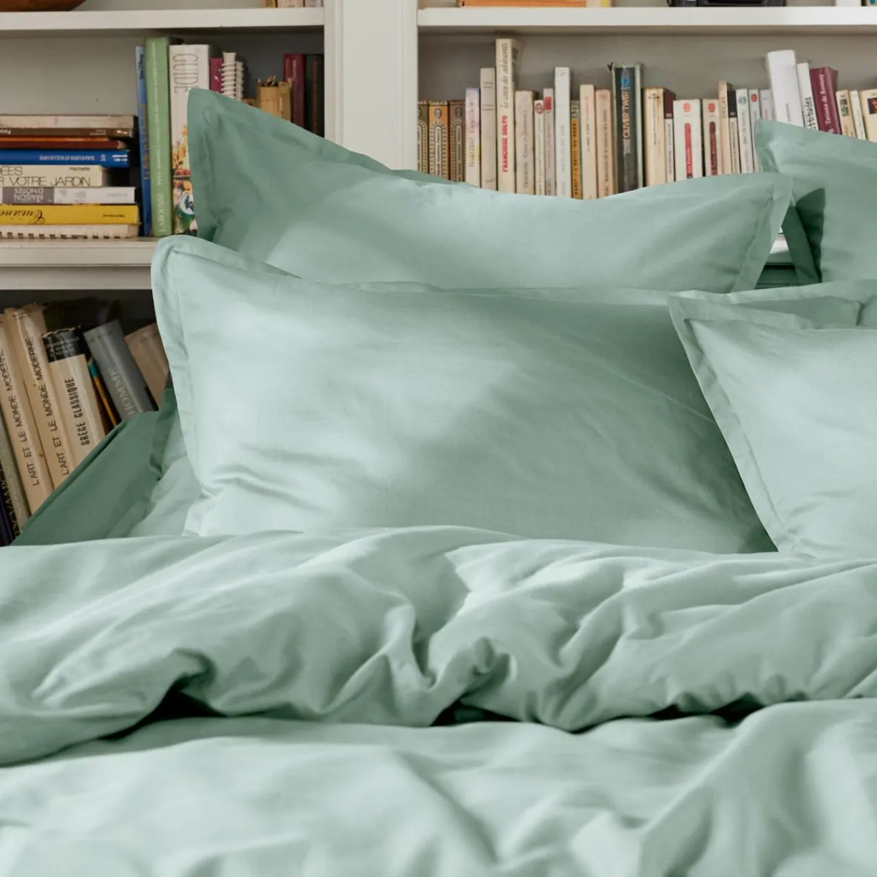 EMINZA Housse de couette percale de coton (200 x 200 cm) Cali Vert Eucalyptus Discount