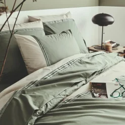 TRADILINGE Housse de couette percale de coton (280 x 240 cm) Noa Vert kaki Best