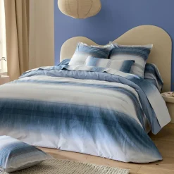 TRADI LINGE Housse de couette percale de coton (260 x 240 cm) Esteban e Bleu New