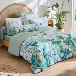 TRADI LINGE Housse de couette percale de coton (260 x 240 cm) Bali e Vert Best