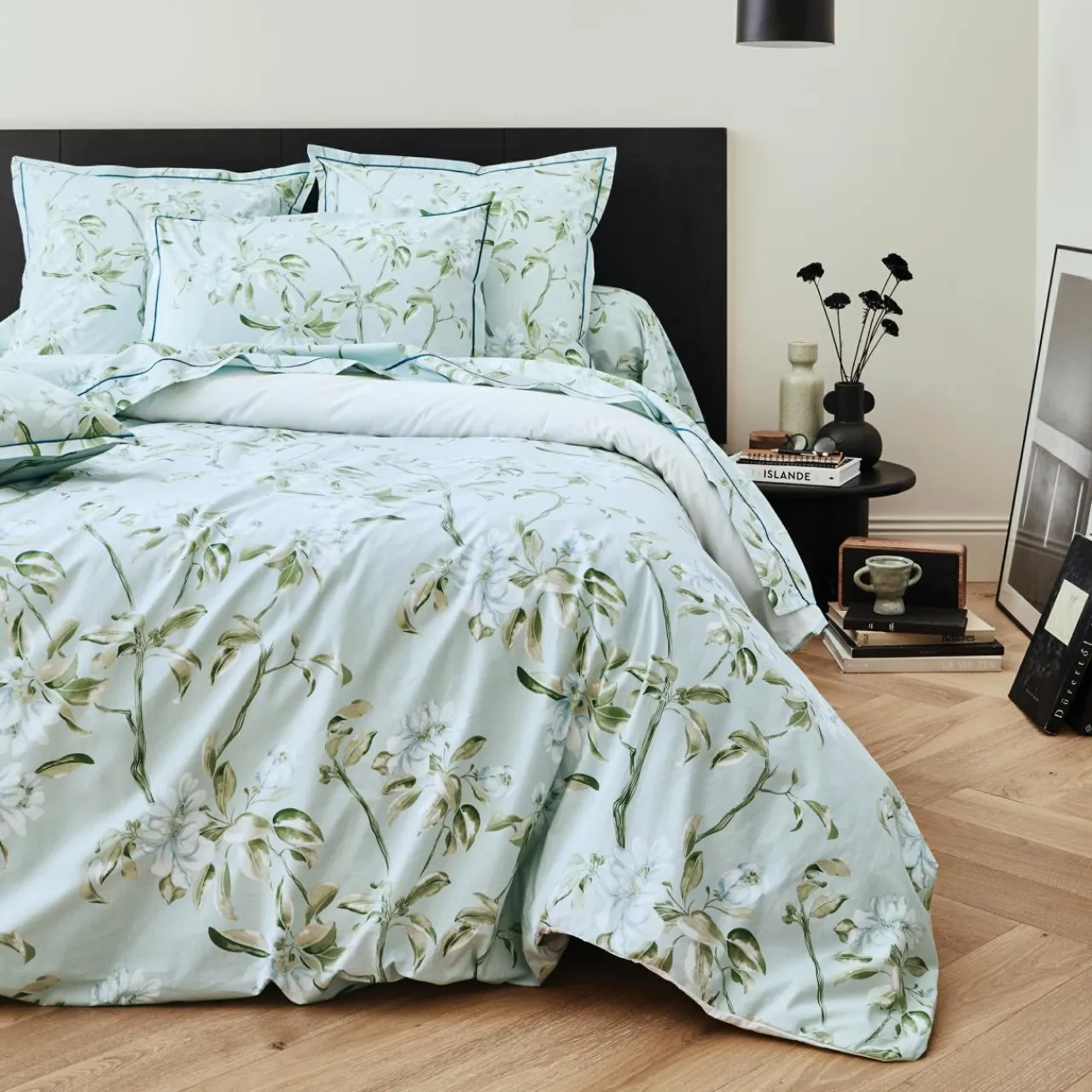 TRADILINGE Housse de couette percale de coton (260 x 240 cm) Eléna Nil e Vert Online
